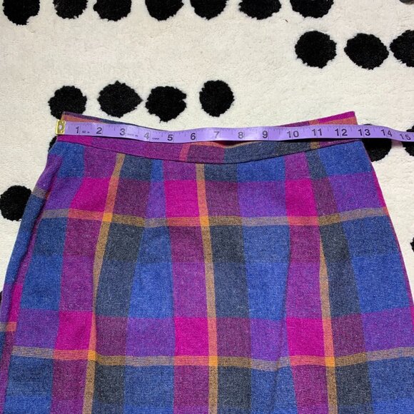 Vintage 80s Plaid Double Breasted Blazer Skirt Set Small Purple Blue Handmade - Picture 10 of 16